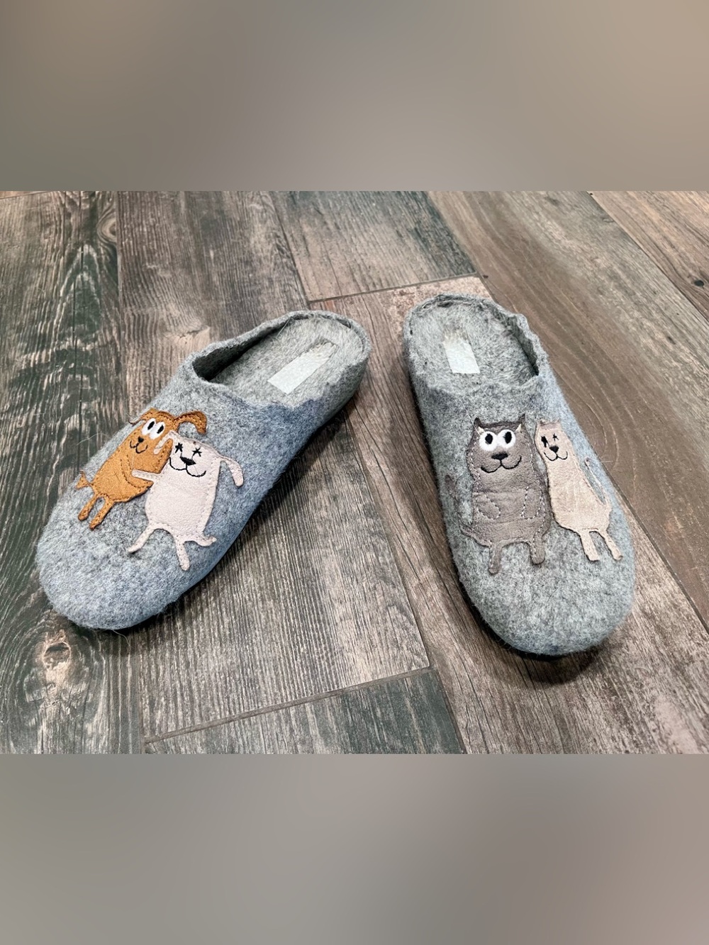 FLEXUS PETLOVE Indoor/outdoor wool slipper Dog+Cats EUR 39 US 8.5-9 Gray